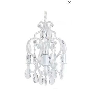 Hampton Bay 3-Light White Chandelier Candelabra Bulbs Crystal Like Accents New